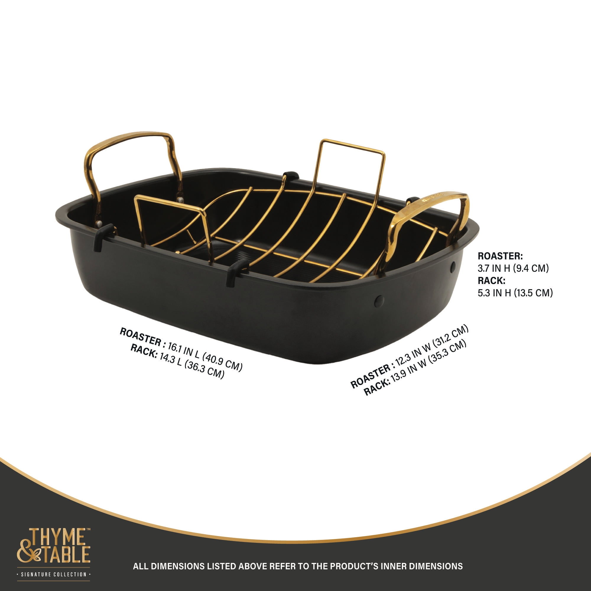 @Tnkasy② Thyme & Table 2-Piece Roaster with Rack, Black - Walmart.com