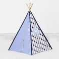thumbnail image 5 of Bacati - Elephants Teepee Tent for Kids/Toddlers, 100% Cotton Breathable Percale Fabric Cover, Blue/Grey, 5 of 25