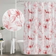 thumbnail image 4 of Pink Flower Shower Curtain Set - Standard 72" x 72" Washable Bathtub Curtain with 12 Hooks, Watercolor Floral Botanical Line Drawing Print Waterproof Fabric Stall Shower Curtains for Bathroom Décor, 4 of 6