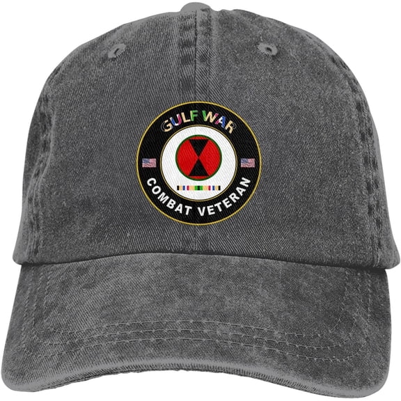 US Army 7th Infantry Division Gulf Combat Veteran Dad Hat Baseball Unisex Baseball Adjustable Washed Cap