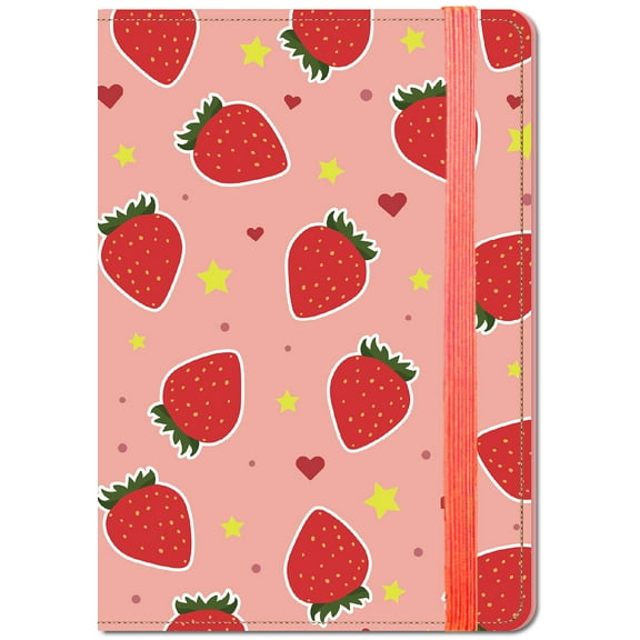 1pc Rectangle Leather Travel Passport Wallet Cover Strawberry 148x105mm