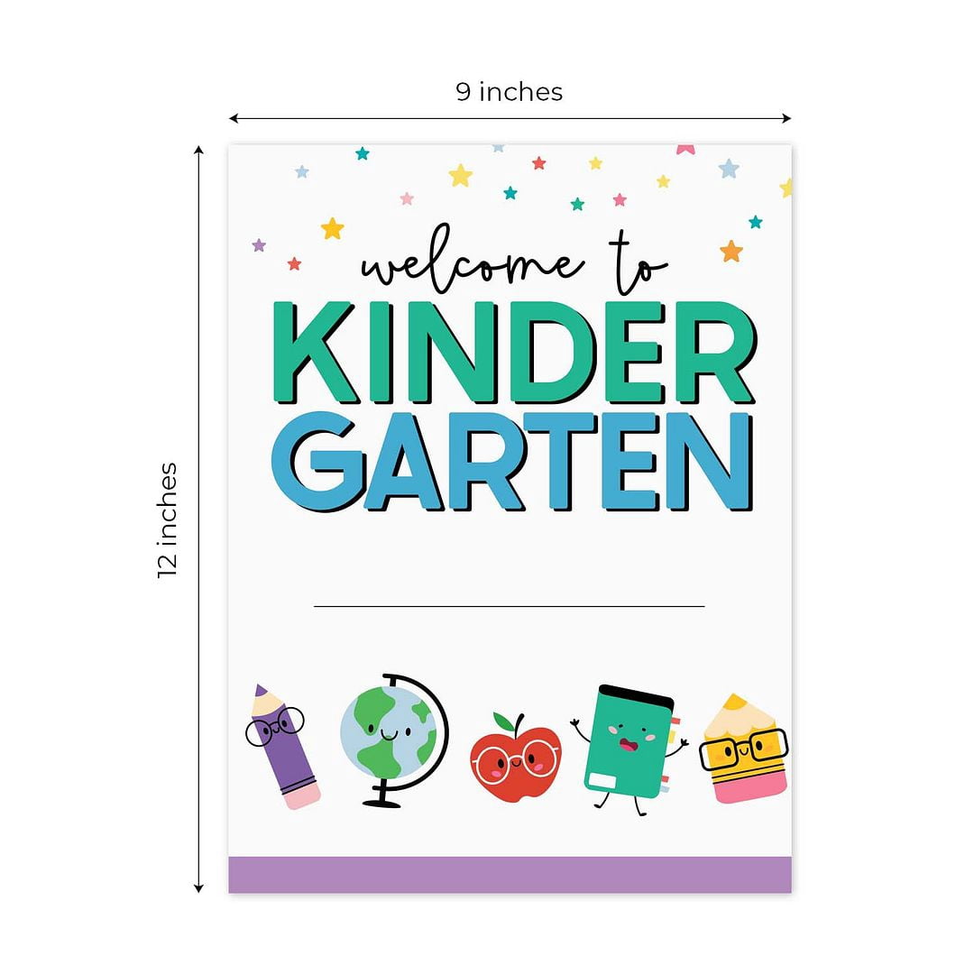 Welcome To Kindergarten Folders / 25 Colorful Classroom New Student Folders / 9" x 12" School Teacher 2 Pocket Welcome Folders / Made In The USA