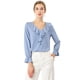thumbnail image 1 of Blusa de gasa con cuello En V y volantes para mujer Allegra K Bebe azul XL, 1 of 6
