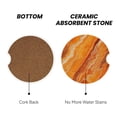 thumbnail image 3 of Round Ceramic Car Coasters 2 Pack Absorptive Clean Cork Bottom For Anti-Slip Use On Most Cars Orangered Marble_2, 3 of 8