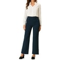 thumbnail image 2 of INSPIRE CHIC Women's High Waist Pants Elastic Back Straight Leg Work Trousers M Dark Blue, 2 of 6
