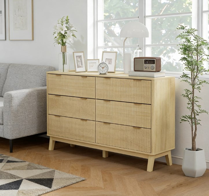 Closet Dresser,6 Drawer Double Dresser for Bedroom