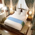 thumbnail image 6 of Bed Runner Scarf for King Size Bed, Christmas Snowflakes Beds Scarf Throws for Foot of Bedding, Xmas Winter Green Pine Trees Blue Plaid Decorative Beds Runners for Bedroom Guestroom, 94"x20", 6 of 8