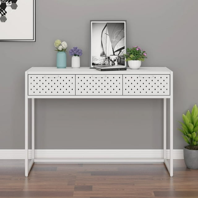 vidaXL Table Console Blanche 106x35x75 cm Acier