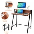 thumbnail image 5 of 31.5" 2 Tier Small Computer Desk PC Laptop Table, Computer Study Writing Workstation for Home Office, Walnut, 5 of 9