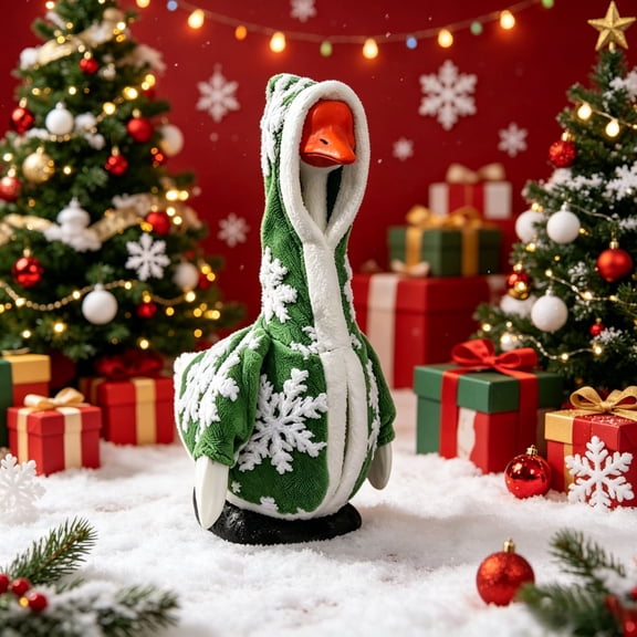 Qndoxp Christmas Porch Goose Outfit e Suit for 23 Inch Porch Goose Statue Front Yard Garden Yard Ornament Decoration