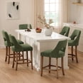 thumbnail image 6 of PORKISS 26" Bar Stools Set of 2, Upholstered Kitchen Island Stools with Hollow Back, Mid-Century Counter Stools with Wood Legs Footrest, Green, 6 of 7