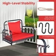 thumbnail image 4 of SAZYY Outdoor Metal Porch Swing, Single Person Hanging Seat w/Woven Rattan Backrest, 2 Sturdy Hanging Ropes, Seat & Back Cushions Included, Heavy-Duty Swing Chair for Front Porch, Backyard, Red, 4 of 9
