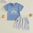 thumbnail image 2 of Boys Summer Outfits Toddler Baby Boy Summer Clothes Funny Letter T Shirt Elastic Waist Pockets Shorts Set 2 Piece Outfit, 2 of 4