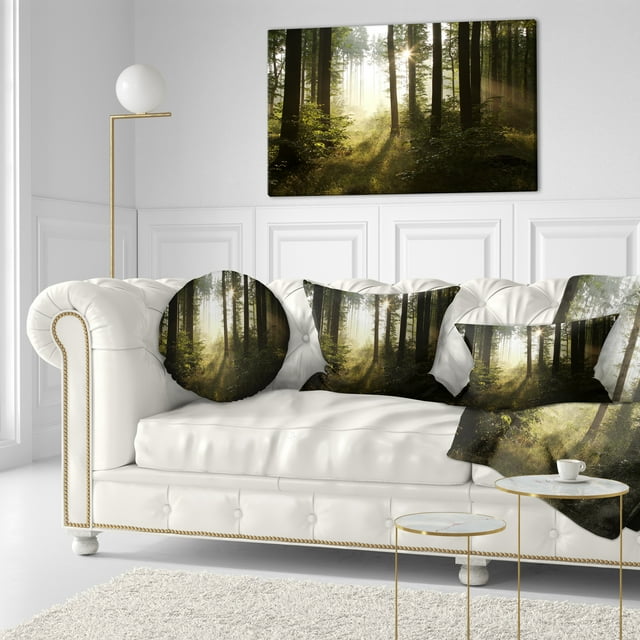 Early Morning Sun in Misty Forest - Landscape Photography Canvas Print