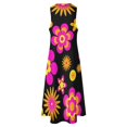 thumbnail image 5 of Seventies Look Floral Pattern 3 Black Background Long Dress cocktail dresses dresses korean style, 5 of 6