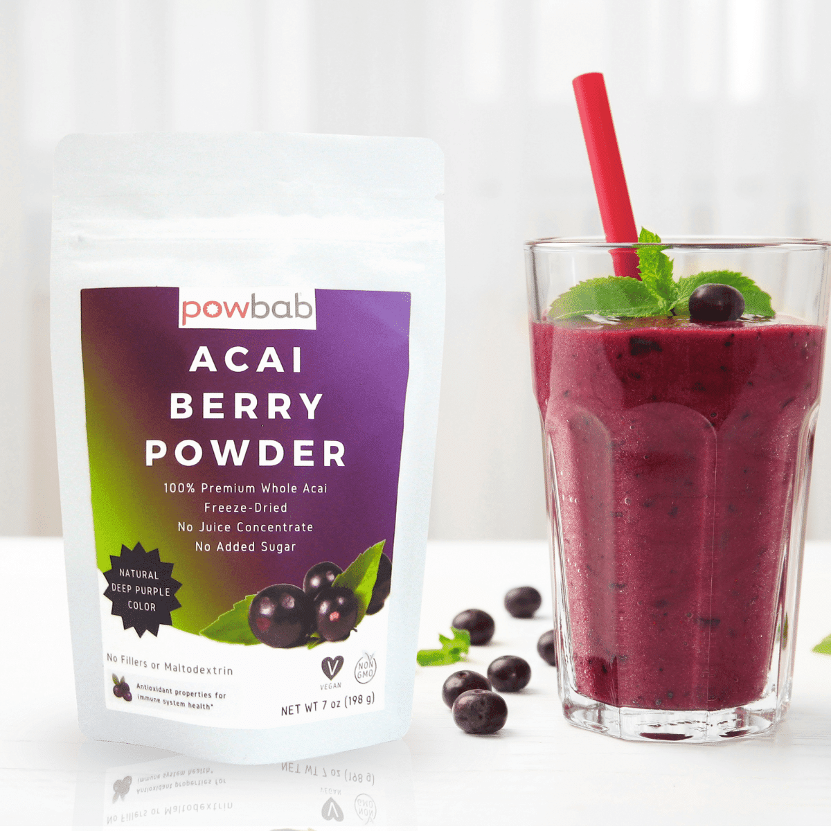 powbab Acai Berry Powder - 100% Organic Acai Berries Unsweetened (7 oz)
