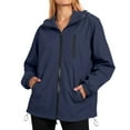 thumbnail image 4 of EchfiProm Packable Womens Windbreaker Jacket Waterproof Navy Lightweight Streetwear Zip-up Waterproof Hooded Coat, 4 of 8
