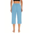 thumbnail image 4 of QATAINLAV Yoga Pants for Women Casual Elastic Waist Cropped Pants Solid Color Crop Trousers Summer Capri Pants with Pockets Back to School Clothes Sky Blue XXL, 4 of 8