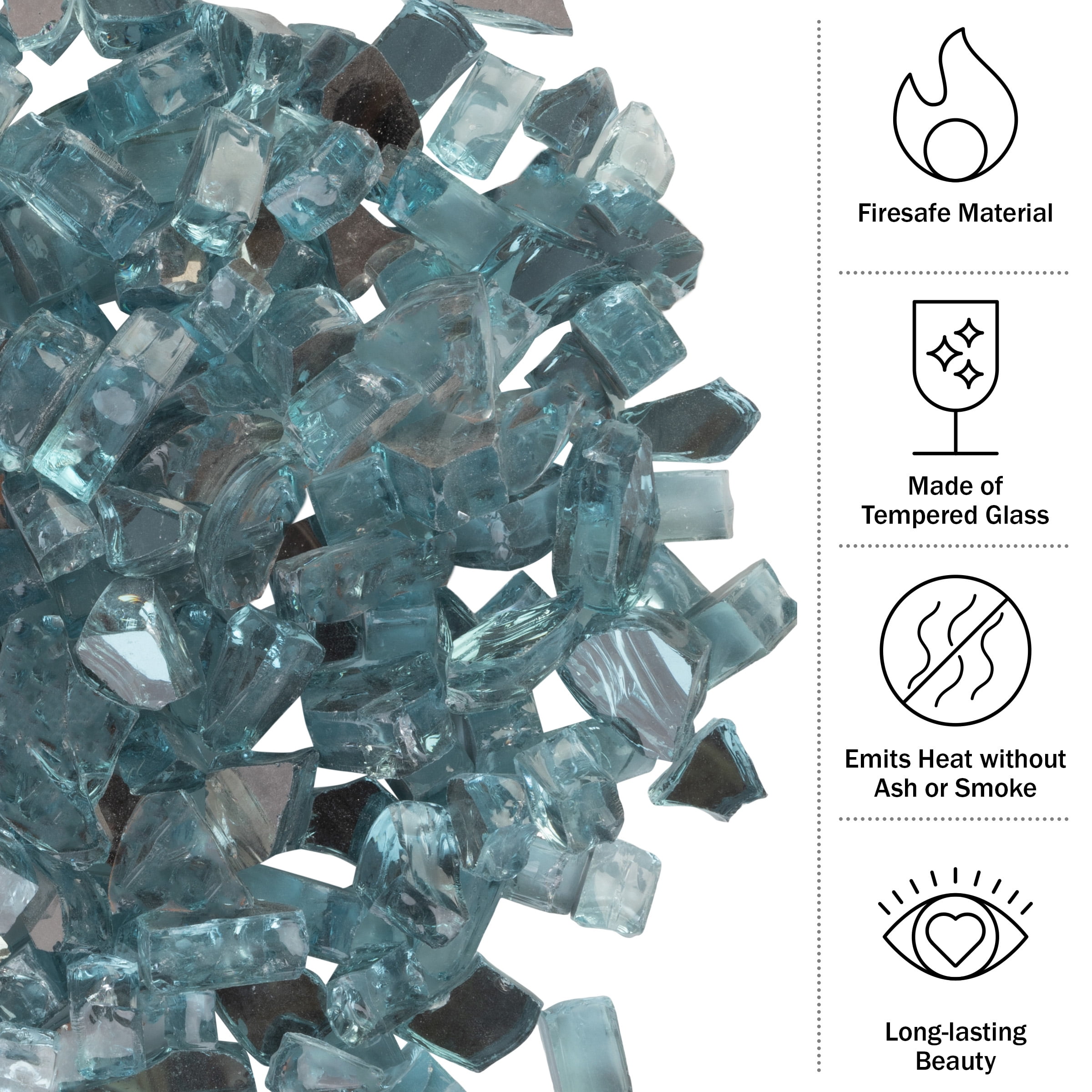 Pure Garden 10lbs Fire Pit Glass - 1/2-Inch Glass Rocks, Aqua Blue