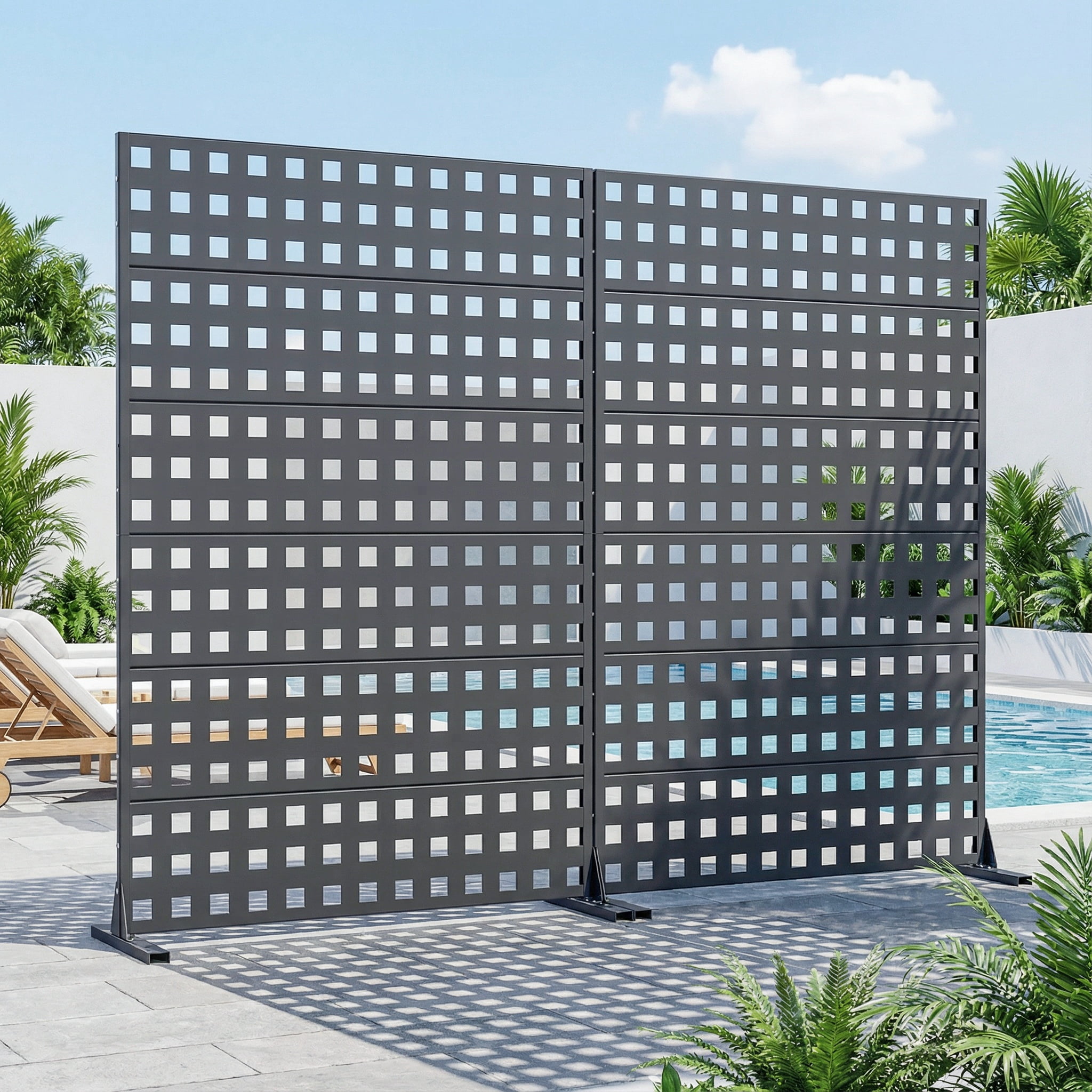 Privacy Metal Screen Fence Panel Horizontal Stripe Pattern