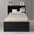 Hodedah Kids Twin Size Captain Bed with 3 Drawers, Bookshelf Headboard ...