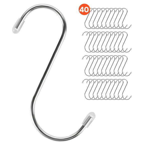 VEVOR S Hooks 40 Pack, 3.4 Inch Metal S Shaped Hangers of 22.05 LBS Load Capacity, Heavy Duty Stainless Steel Hanging Hooks for Hanging Plants, Jeans, Clothes in Garden, Closet, Kitchen, Bathroom