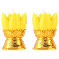 thumbnail image 1 of Electronic Lotus Lamp Tabletop Lotus Shaped Lamp for Buddhist Yellow Plastic Lighting 2Pcs, 1 of 3