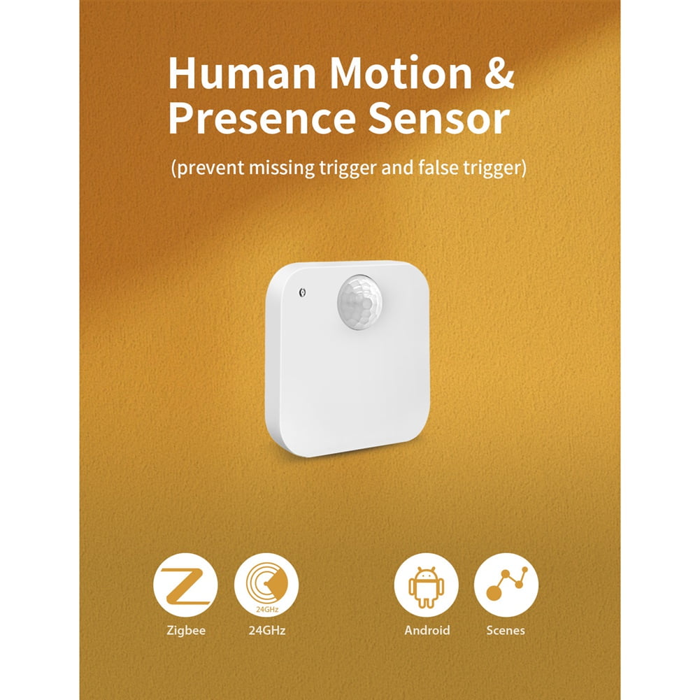 Tuya ZigBee Human Presence Sensor with Bracket Intelligent PIR+Radar+Brightness APP Control Smart Home Devices,1 x Human presence sensor 1 x USB Type-C Cable 1 x Bracket,White