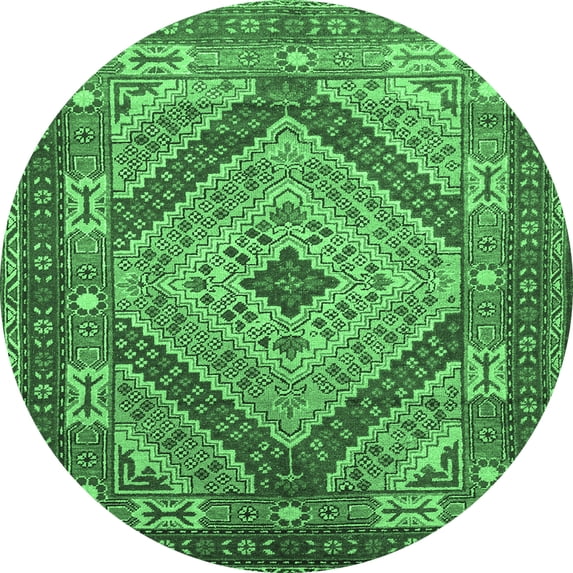 Ahgly Company Indoor Round Persian Emerald Green Traditional Area Rugs, 4' Round
