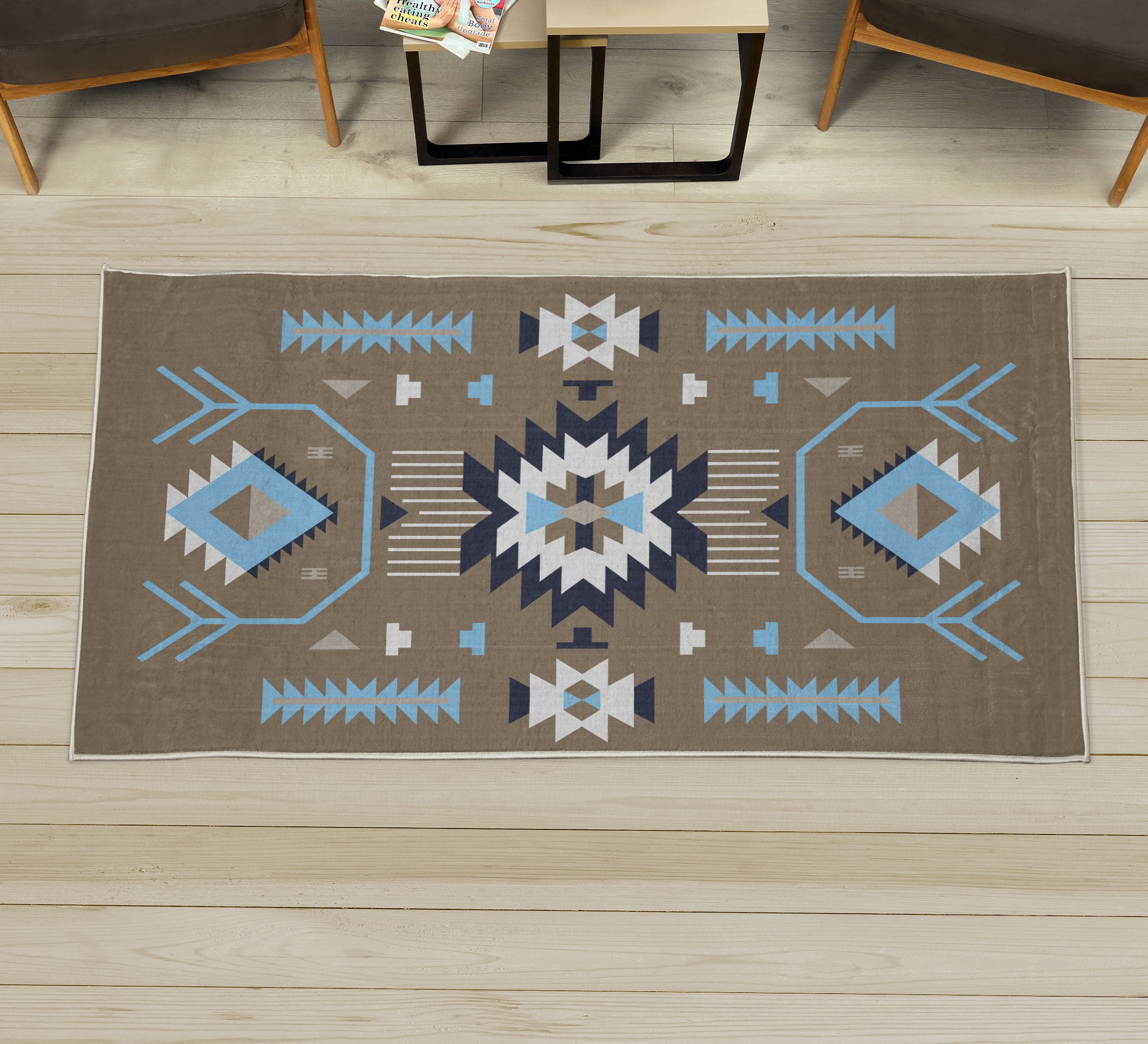 Southwestern Decorative Rug, Ethnic Illustration of a Zigzags Design ...