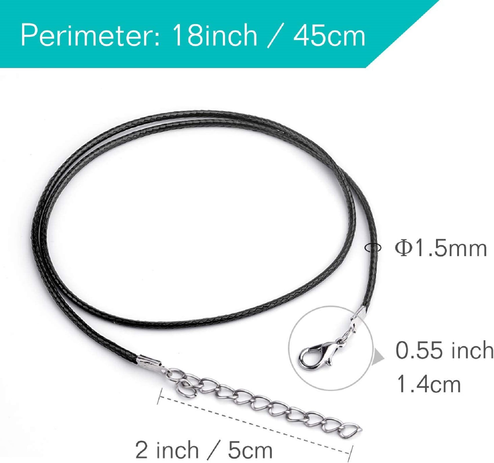 50Pcs/lot 1.5/2mm Leather Cord Necklace With Lobster Clasp Wax