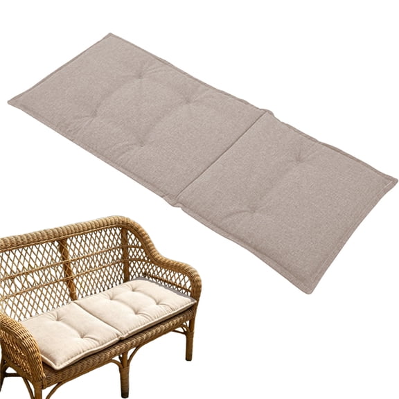 Bxaolu Indoor/Outdoor Bench Cushion, Cotton Linen Swing Chair Cushion, Foldable Loveseat Thick Outdoor Garden Bench Seat Cushion Backrest Waterproof Bench Pad (47.25 X 19 in, Khaki)