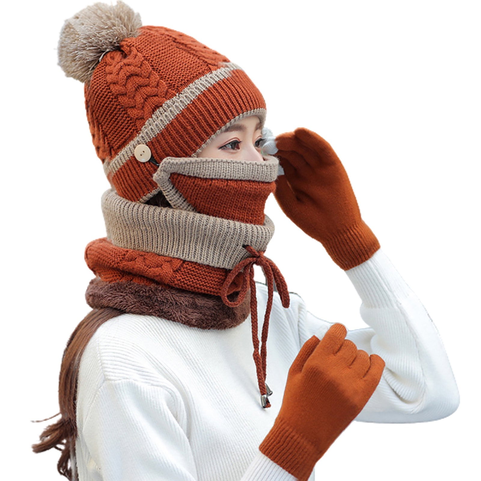 Knit Cap And Neck warmer Set ? Soft & fuzzy Winter Beanie Hat Scarf joint Set Warm Fuzzy Knit Hat Neck  main image 4