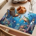 thumbnail image 3 of Ocean Turtle Placemats Set of 8 Sea Coral Underwater Animal Fish Blue Place Mats Indoor Wipeable Table Mats Washable Cloth Dining Table Placemats for Kitchen Holiday Party Home Decor 13x19 Inch, 3 of 9