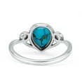 thumbnail image 4 of Pear Vintage Style Thumb Ring Simulated Turquoise Oxidized 925 Sterling Silver Size 7, 4 of 5