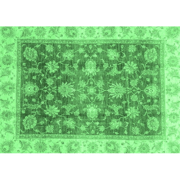 Ahgly Company Indoor Rectangle Oriental Emerald Green Traditional Area Rugs, 2' x 5'