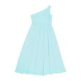 thumbnail image 3 of inhzoy Kids Flower Girls One Shoulder Maxi Wedding Gown Junior Bridesmaid Birthday Party Chiffon Dress Light Blue 14, 3 of 4