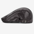 thumbnail image 4 of Men's Herringbone Flat Ivy Newsboy Hat Men's Casual Solid Leather Beret Fashion All Match Ancients Couple Forward Hat Coffee, 4 of 4