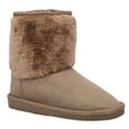 thumbnail image 2 of Kids Girls Snow Boots Sherpa Lined Faux Suede Velcro Winter Boots Camel 12, 2 of 3