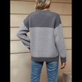 thumbnail image 4 of Suéter de Punto A Rayas para Mujer, Cuello Redondo, Larga, Holgado, para Otoño e Invierno. Gris S, 4 of 10