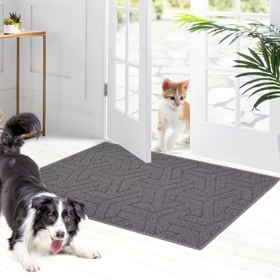Heeneeso Outdoor Rug Checkered Door Mat, Machine Washable Doormat Indoor Absorbent