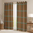 thumbnail image 2 of Feelyou Brown Plaid Black Out Curtains, Lines Buffalo Curtains Pack of 2 (42x63 Each), 2 of 6