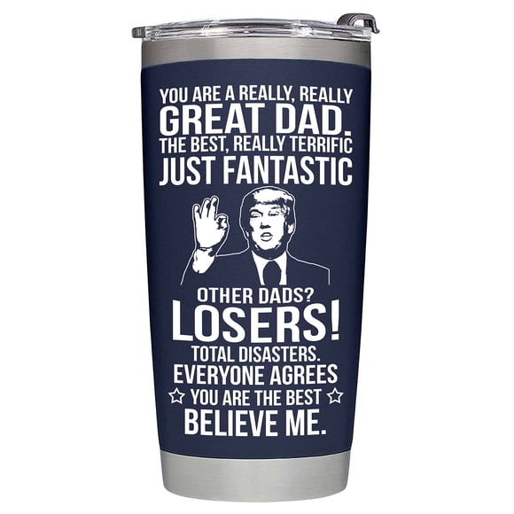 BETHEGIFT Regalos para papá de hija, hijo, niños – Regalos para papá para Navidad, Día del Padre – Regalo para papá – Regalos de cumpleaños para papá – Vaso para papá de 20 oz, azul marino