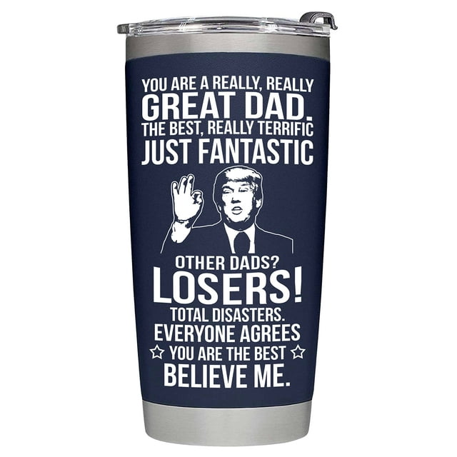 BETHEGIFT Regalos para papá de hija, hijo, niños – Regalos para papá para Navidad, Día del Padre – Regalo para papá – Regalos de cumpleaños para papá – Vaso para papá de 20 oz, azul marino