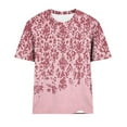thumbnail image 4 of Summer Homenesgenics Womens Tops under $5 Women's Fashion Printed Blouses Short Sleeved Round Neck Pink L, 4 of 4