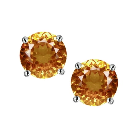 Clic Round 7mm Simulated Imperial Yellow Topaz Four G Stud Earrings Clic Round 7mm Simulated Imperial Yellow Topaz Four G Stud Earrings