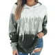 thumbnail image 3 of Sudadera informal elástica de manga larga gris para mujer, talla XL, sudadera con capucha degradada con diseño estampado, 3 of 5