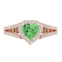 Halo Engagement Ring for Women - 1.49ct Simulated Green Diamond in 18K Rose Gold Promise Ring