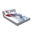 thumbnail image 2 of Ambesonne Japanese Fitted Sheet & Pillow Sham Set, Carp on Flag, Queen, White, 2 of 2