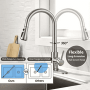 Senlesen Stainless Steel Brushed Nickel Curved 16.7 in Kitchen Faucet